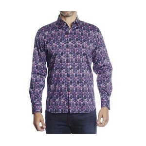 XXX Collection Men's Long Sleeve Shirt Sugar Skull Print Purple Size‎ M